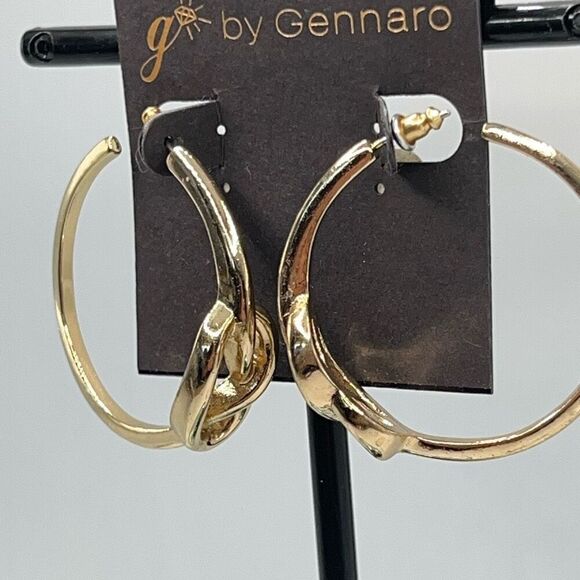 G by Gennaro Knotted Gold Hoops Earrings - Picture 2 of 6